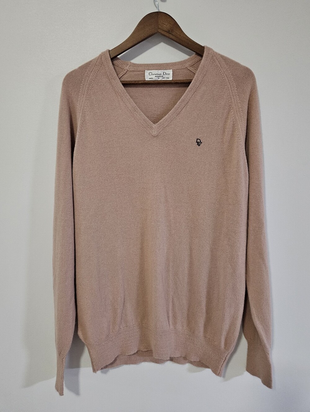 Christian Dior Monsieur Acrylic V-Neck Sweater Beige Large